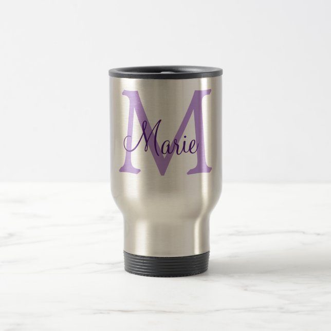 simple minimal add name monogram pink red   throw  reisebecher (Mittel)