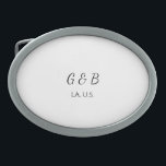 SIMPLE MINIMAL add your couple name city name text Ovale Gürtelschnalle<br><div class="desc">design</div>