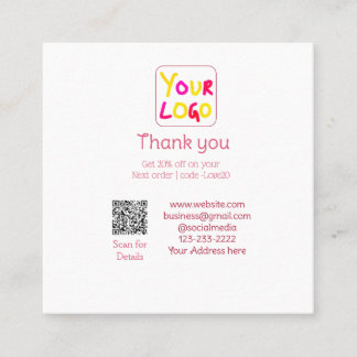 simple minimal add your logo/design here text Q R Quadratische Visitenkarte