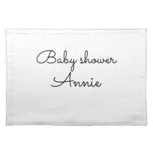 simple minimal add your name text baby shower thro stofftischset
