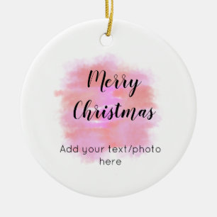simple minimal add your text photo merry christmas keramik ornament