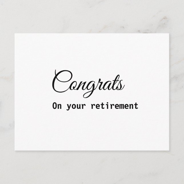 Simple minimal congratulations retirement add name postkarte (Vorderseite)