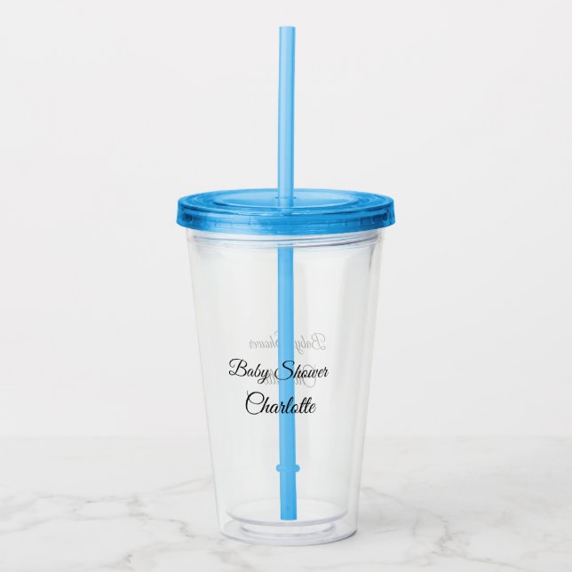 SIMPLE MINIMAL.CUTIE ADD NAME BABY baby shower Thr Acryltrinkbecher (Vorderseite)