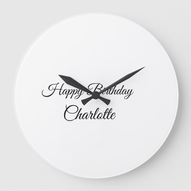 SIMPLE MINIMAL.CUTIE ADD NAME BABY happy birthday  Große Wanduhr (Vorderseite)