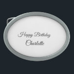 SIMPLE MINIMAL.CUTIE ADD NAME BABY happy birthday  Ovale Gürtelschnalle<br><div class="desc">Design</div>