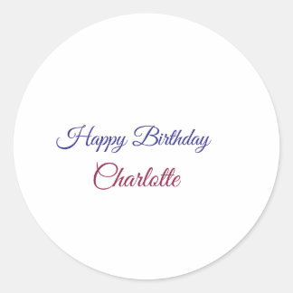 SIMPLE MINIMAL.CUTIE ADD NAME BABY happy birthday  Runder Aufkleber