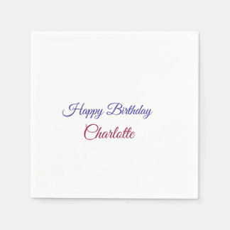 SIMPLE MINIMAL.CUTIE ADD NAME BABY happy birthday  Serviette