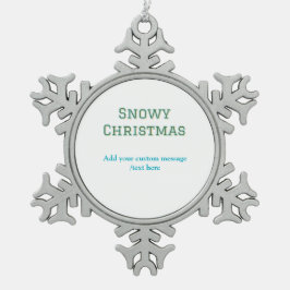 Simple minimal green happy holidays Christmas Schneeflocken Zinn-Ornament