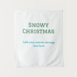 Simple minimal green happy holidays Christmas Wandteppich