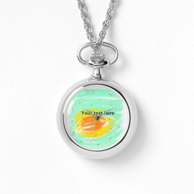 Simple minimal green orange watercolor add text na armbanduhr (Vorderseite)