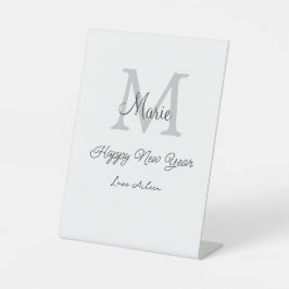 simple minimal happy new year monogram gray name sockelschild