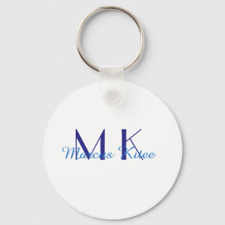 simple minimal monogram personalized name blue ret schlüsselanhänger