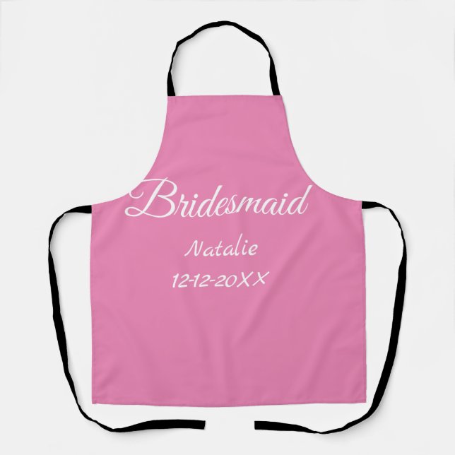 Simple minimal pink bridesmaid add name year text  schürze (Vorderseite)