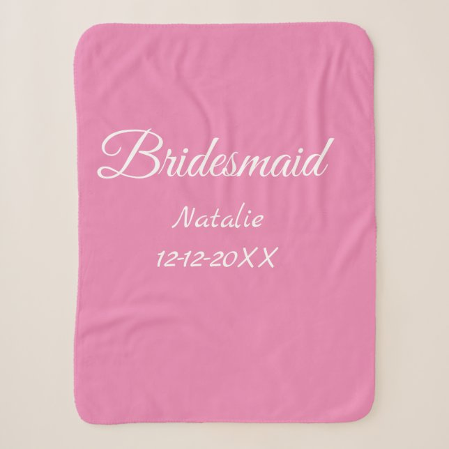Simple minimal pink bridesmaid add name year text  sherpadecke (Vorderseite)