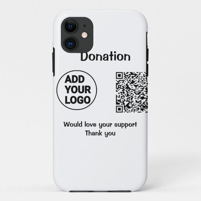 Simple minimal q r code add logo social-media text Case-Mate iPhone hülle (Rückseite)