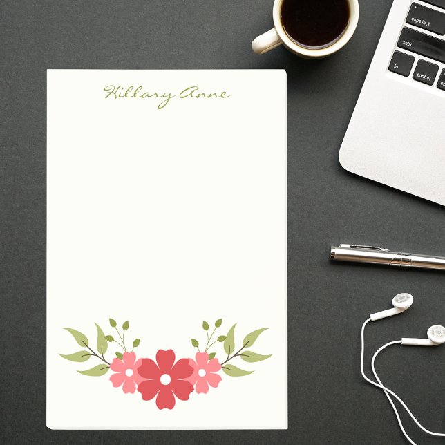 Simple Minimal Red & Pink Classy Elegant Floral Post-it Klebezettel (Von Creator hochgeladen)