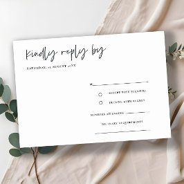 Simple Minimal Script Calligraphy Wedding RSVP Begleitkarte