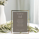 Simple Minimal Taupe Wedding Seating Chart<br><div class="desc">Simple,  minimalist taupe wedding table number card with guest names seating chart.</div>