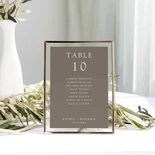 Simple Minimal Taupe Wedding Seating Chart (Von Creator hochgeladen)
