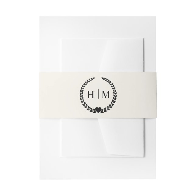 Simple Minimalist Antique Ivory Monogram  Einladungsbanderole (Vorderseite Beispiel)