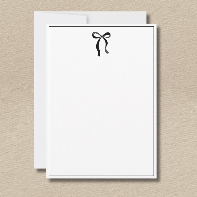 Simple Minimalist Black Bow Thin Border No text Mitteilungskarte (Von Creator hochgeladen)