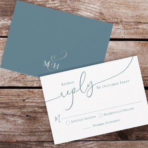 Simple Minimalist Black Text Calligraphy Reply RSVP Karte