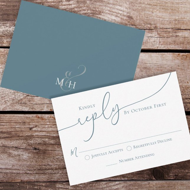 Simple Minimalist Black Text Calligraphy Reply RSVP Karte (Von Creator hochgeladen)