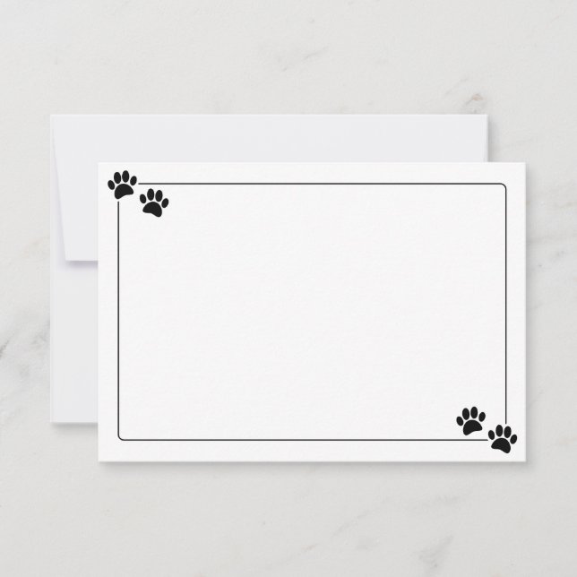 Simple Minimalist Blank Bodered Dog Paw Prints Mitteilungskarte (Vorderseite)