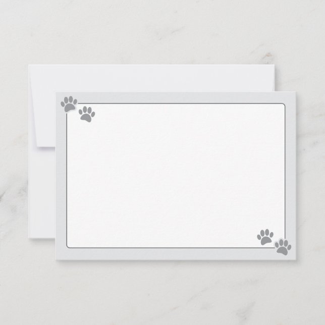 Simple Minimalist Blank Bordered Dog Paw Prints Mitteilungskarte (Vorderseite)