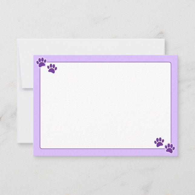 Simple Minimalist Blank With Border Dog Paw Prints Mitteilungskarte (Vorderseite)