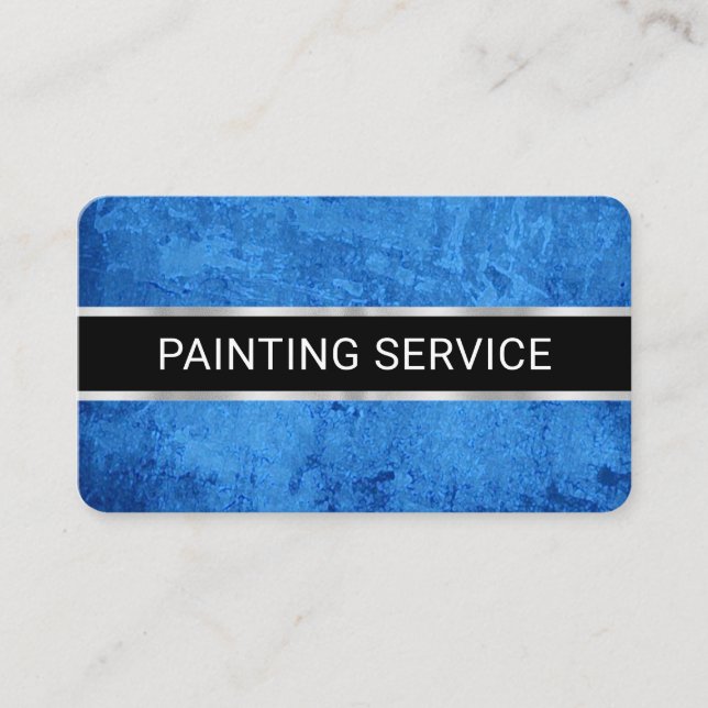 Simple Minimalist Blue Paint Grunge Visitenkarte (Vorderseite)