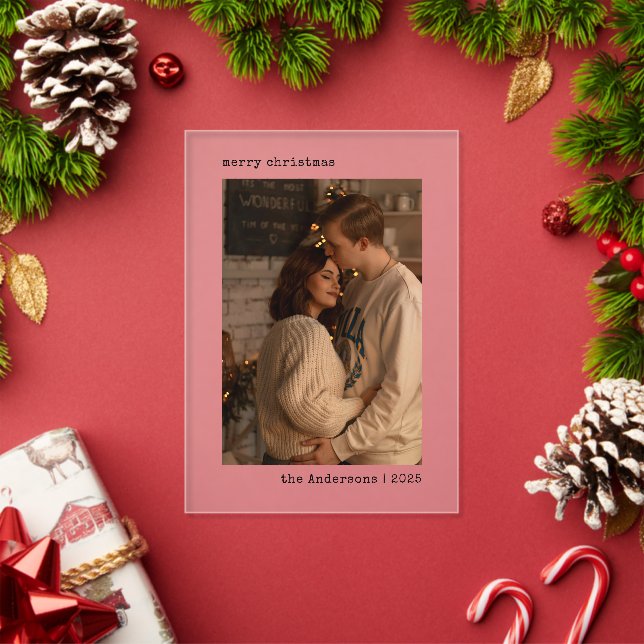 Simple Minimalist Couple Photo Christmas Card Acryleinladungen (Insitu (Feiertag))