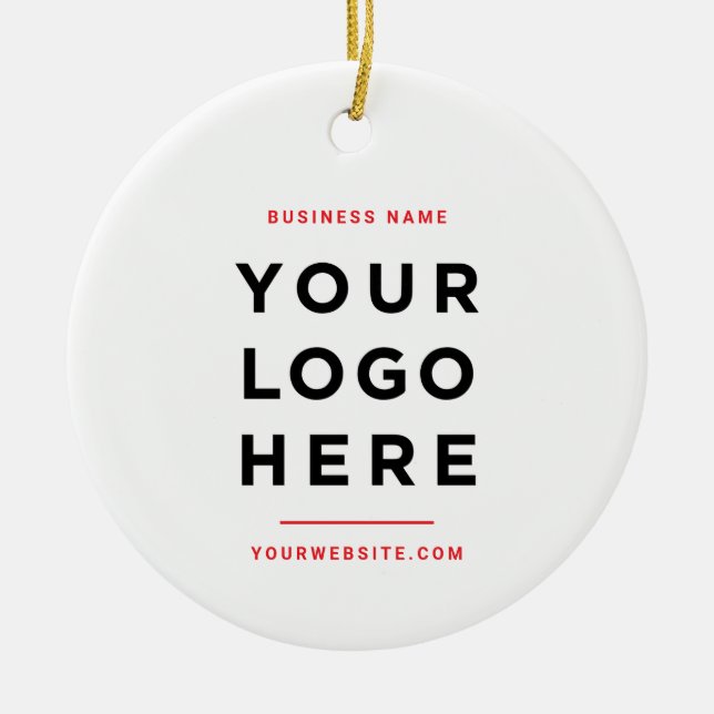 Simple Minimalist | Custom Business Logo Red Keramik Ornament (Vorne)