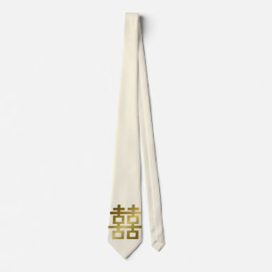 Simple Minimalist Double Happiness Chinese Wedding Krawatte