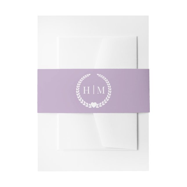 Simple Minimalist Dusty Lavender Purple Monogram  Einladungsbanderole (Vorderseite Beispiel)