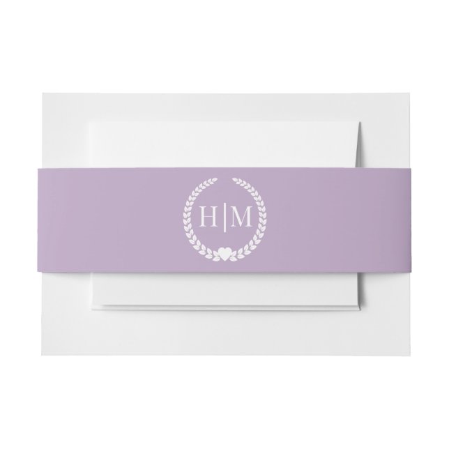Simple Minimalist Dusty Lavender Purple Monogram Einladungsbanderole (Vorderseite Beispiel)