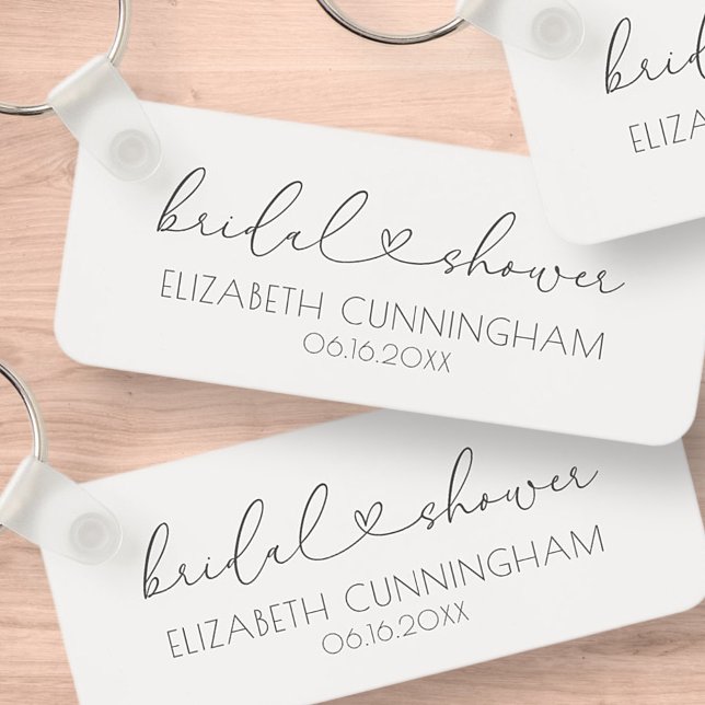 Simple Minimalist Elegant Chic Heart Bridal Shower Schlüsselanhänger (Von Creator hochgeladen)