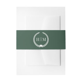 Simple Minimalist Forest Green Monogram  Einladungsbanderole