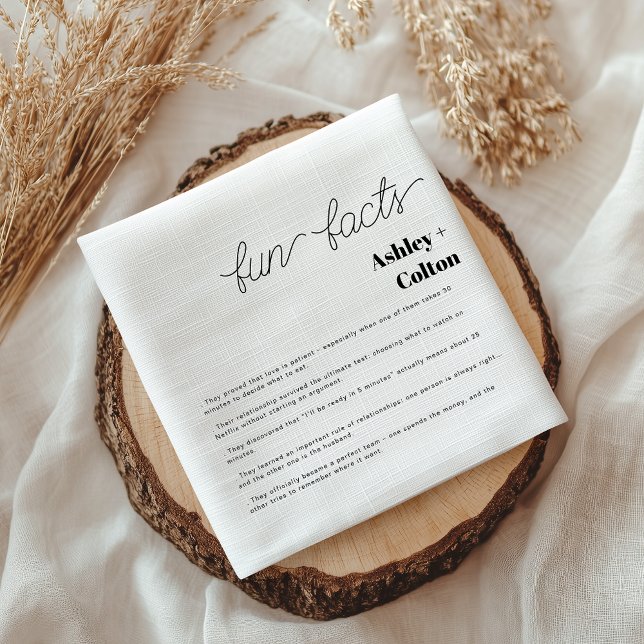 Simple Minimalist Fun Facts Couple Wedding  Serviette (Von Creator hochgeladen)