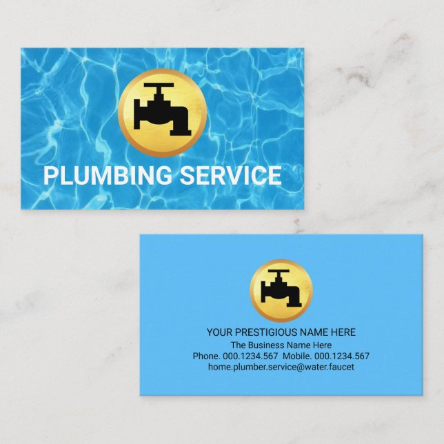 Simple Minimalist Gold Faucet Home Plumbing Visitenkarte (Vorne/Hinten)