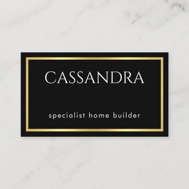 Simple Minimalist Gold Frame Your Name  Visitenkarte (Vorderseite)