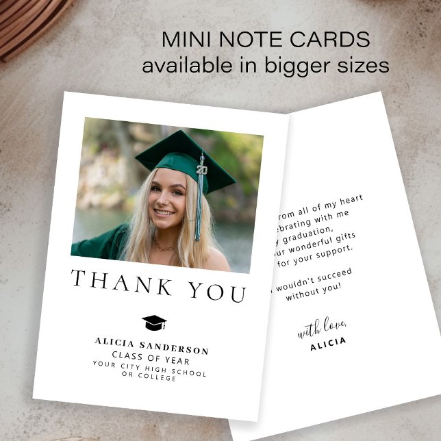 Simple minimalist graduation photo thank you mitteilungskarte (Von Creator hochgeladen)
