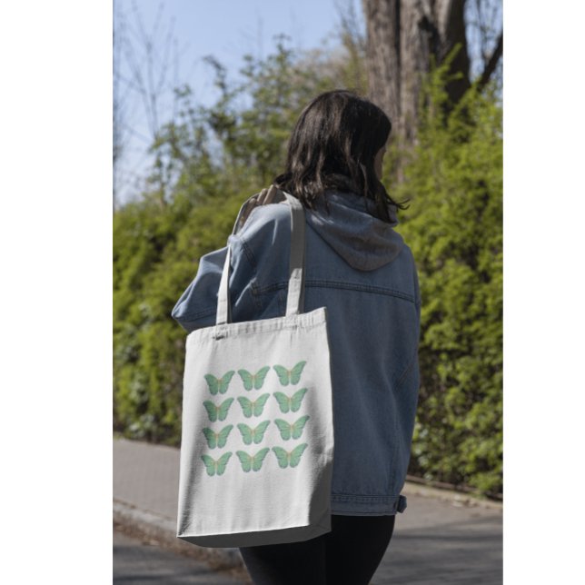 Simple Minimalist Green Butterfly Tote Bag Tragetasche (Von Creator hochgeladen)