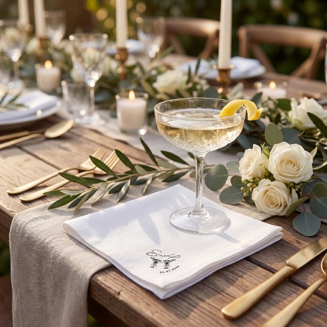 Simple minimalist hand drawn cocktail wedding serviette (Von Creator hochgeladen)