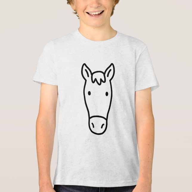 Simple Minimalist Horse Head Tri-Blend Shirt (Vorderseite)