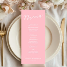 Simple Minimalist Light Pink Menu Card for Wedding Menükarte