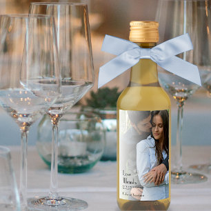 Simple Minimalist Modern Photo Wedding Mini Weinetikett