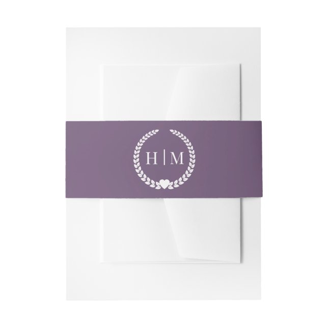 Simple Minimalist Muted Amethyst Purple Monogram  Einladungsbanderole (Vorderseite Beispiel)