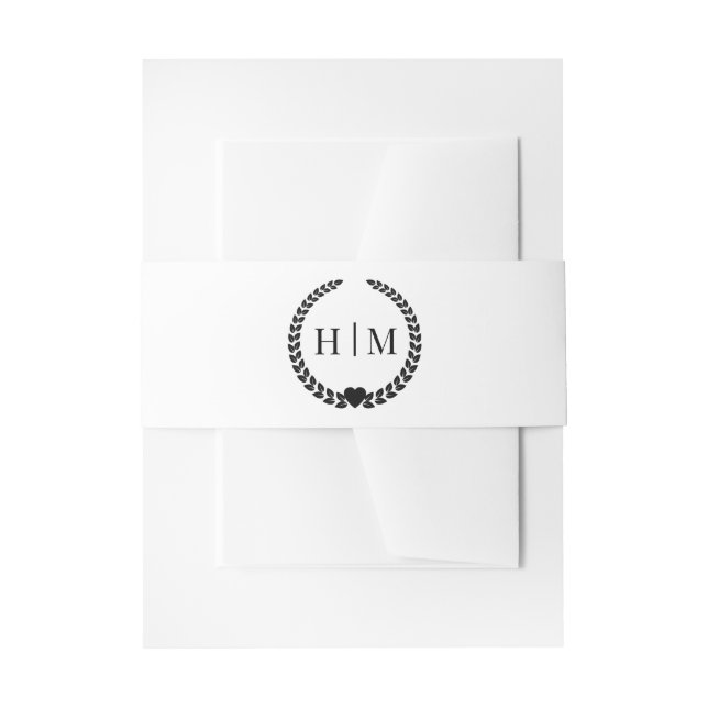 Simple Minimalist Pure White Monogram  Einladungsbanderole (Vorderseite Beispiel)