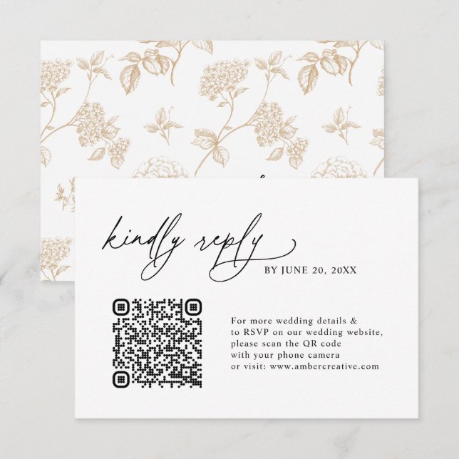 Simple Minimalist QR code Wedding RSVP Cards Karte (Vorne/Hinten)